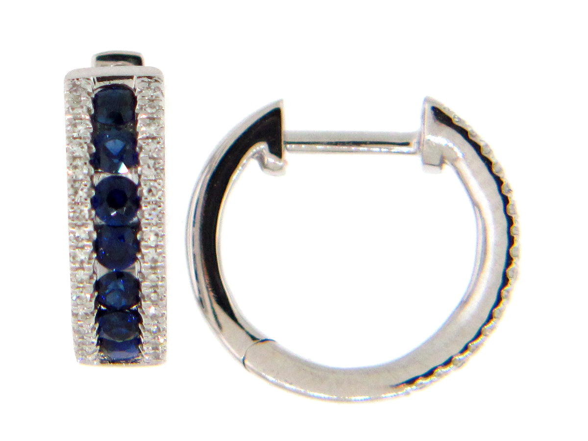 Sapphire Diamond Hoop Earring, 14kw (H)