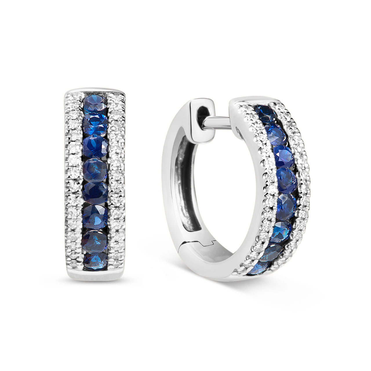 Sapphire & Diamond Channel Huggie Earring