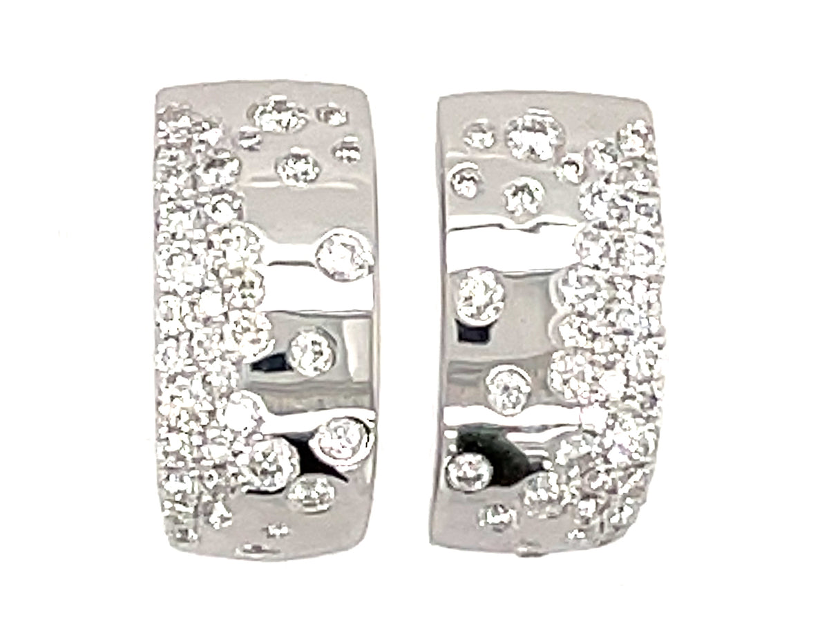 DIAMOND FLUSH SET EARRING, 14KW (N)