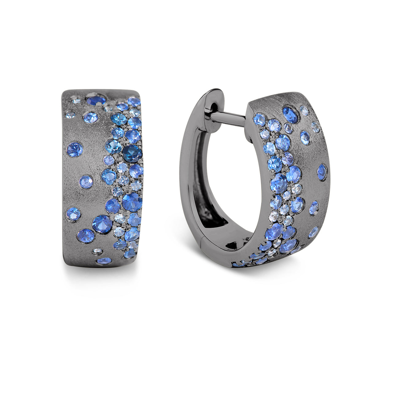 Sapphire Confetti 7mm Wide Huggie Earring