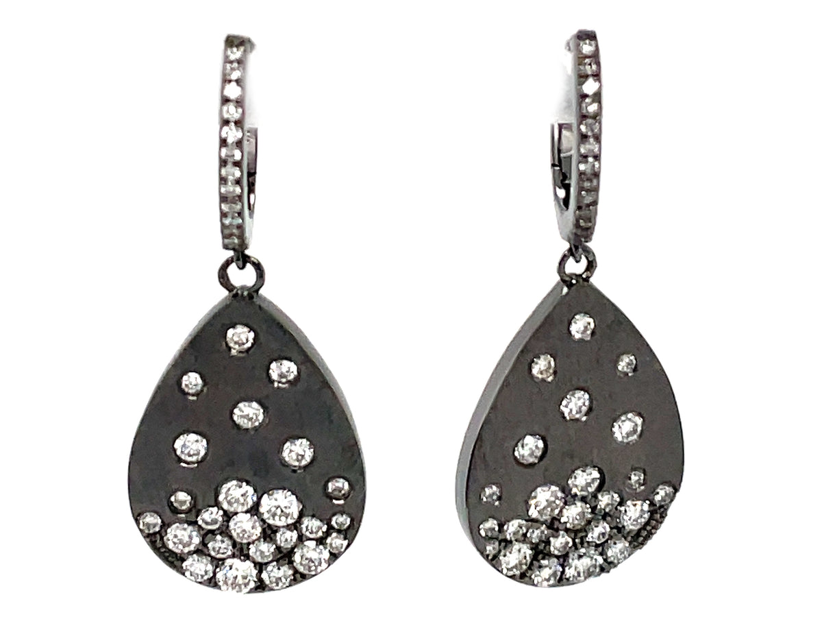 DIAMOND FLUSH SET PEAR DANGLE EARRING