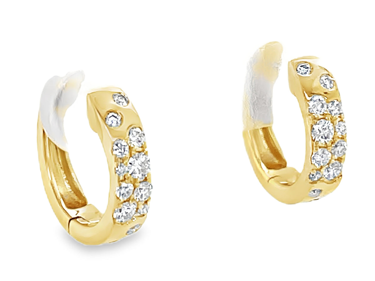 DIAMOND FLUSH SET HUGGY EARRING, 14KY (N)