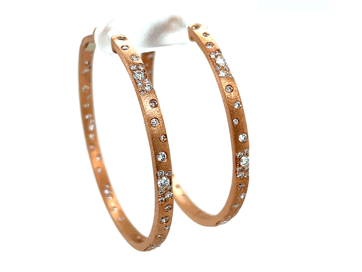 Diamond Confetti 50mm Hoop Earring, Satin Finish