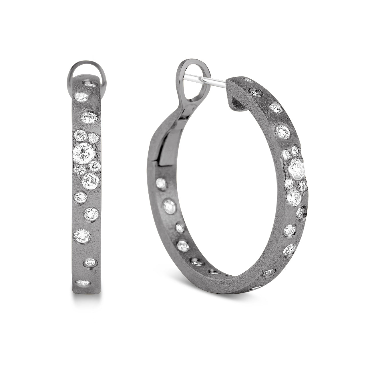 Diamond Confetti Round Hoop Earring