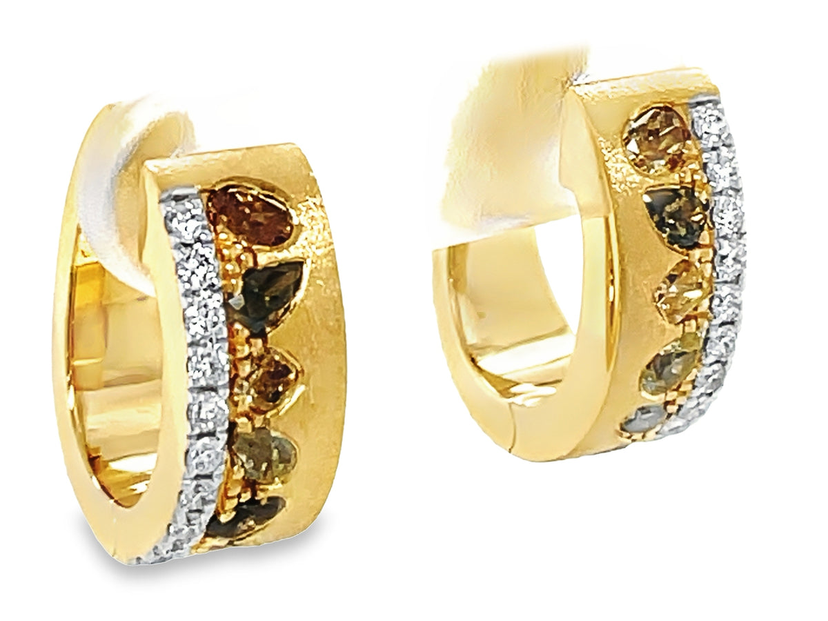 Natural Fancy Color Diamond Earring, Satin Finish, 18ky (N)