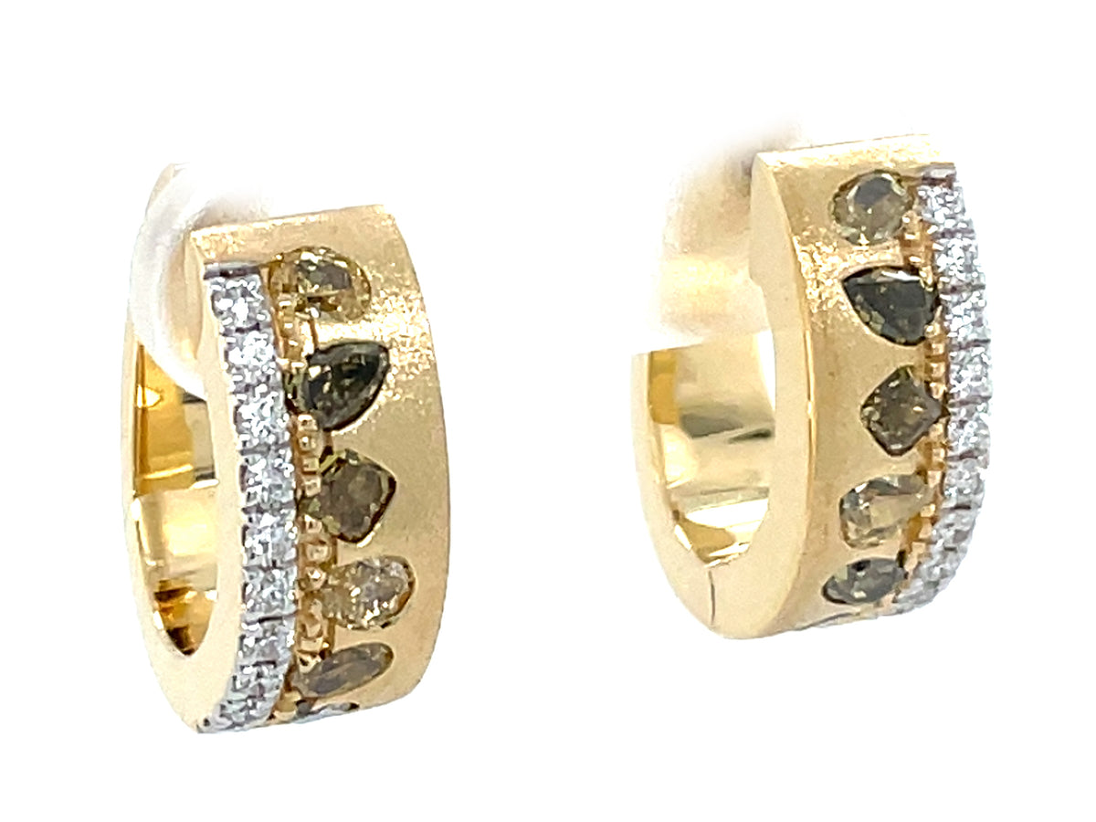 Natural Fancy Color Diamond Earring, Satin Finish, 18ky (N)