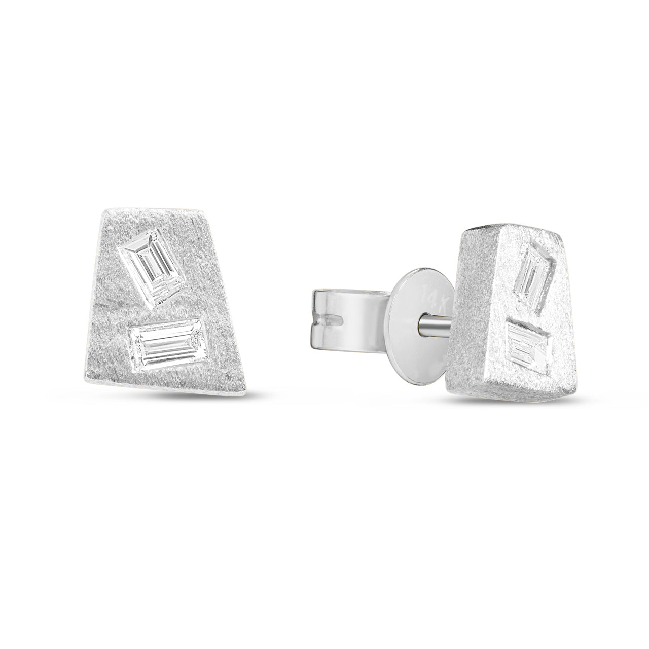 Diamond Baguette Trapezoid Stud Earring