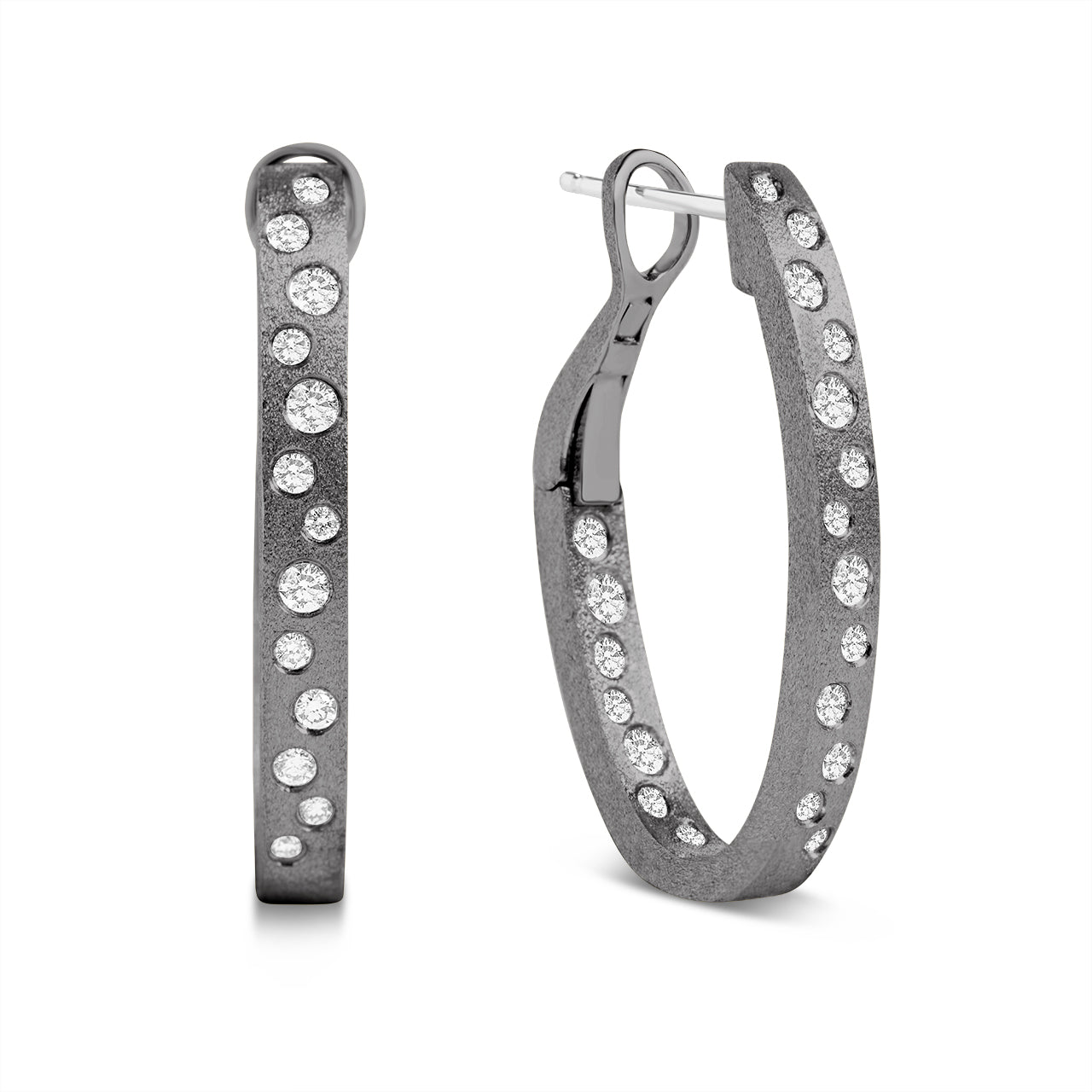 Diamond Scatter Oval Hoop Earring