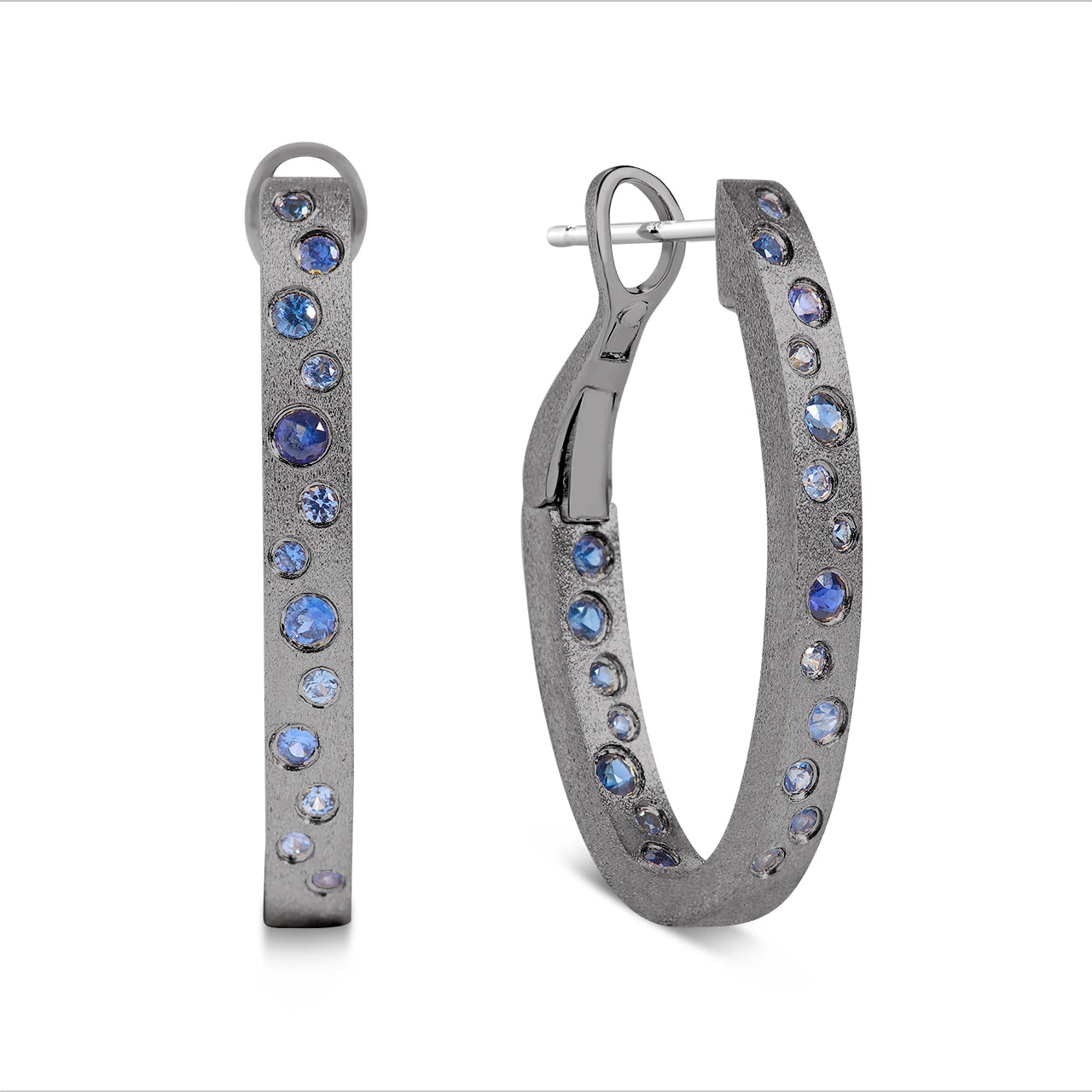 Sapphire Scatter Oval Hoop Earring