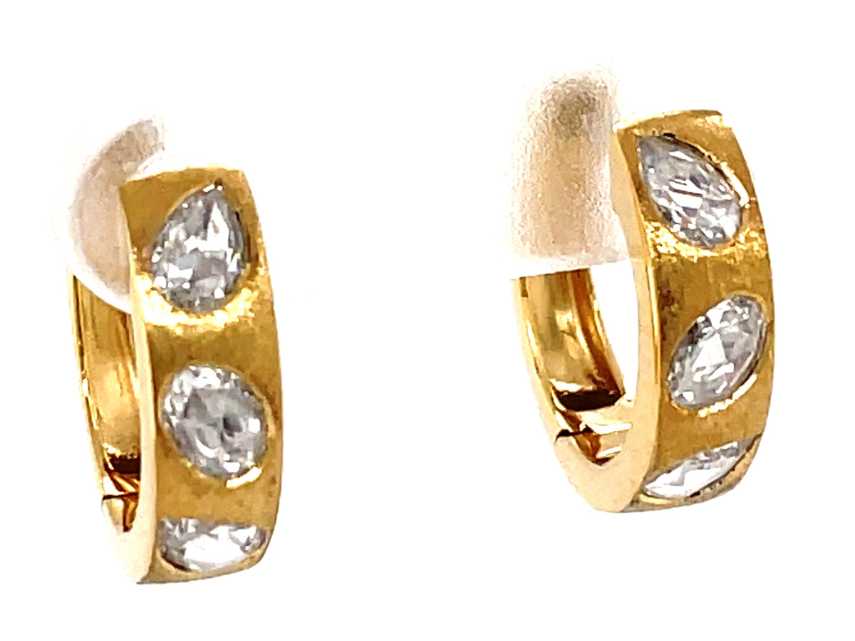 DIAMOND PEARS & OVALS FLUSH SET EARRING, 16.6MM, SATIN FINISH