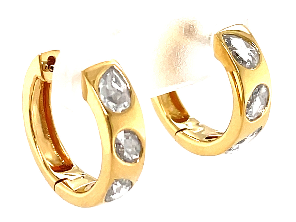 DIAMOND PEARS & OVALS FLUSH SET EARRING, 16.6 MM
