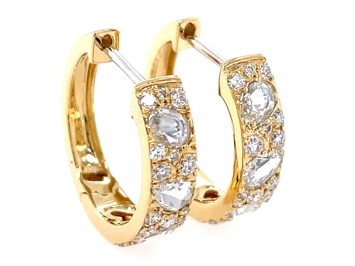DIAMOND OVAL, PEAR & ROUND PAVE EARRING, SATIN FINISH, 18KY (N)