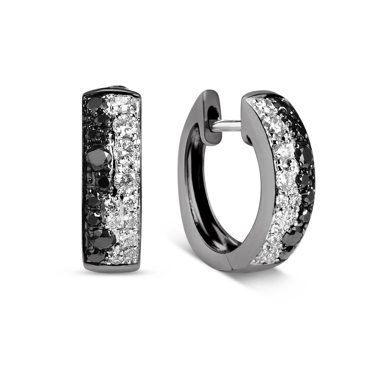 Black & White Diamond Pave Confetti Huggie Earring