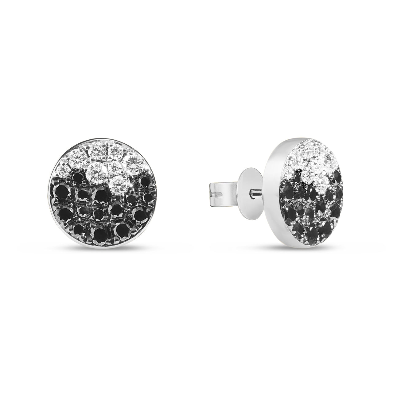 Black & White Diamond Pave Confetti Disc Stud Earring