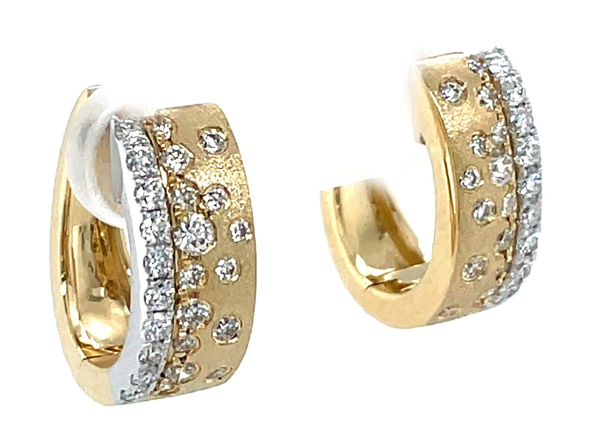 Diamond Edge Confetti Hoop Earring, 15x13mm, Satin Finish