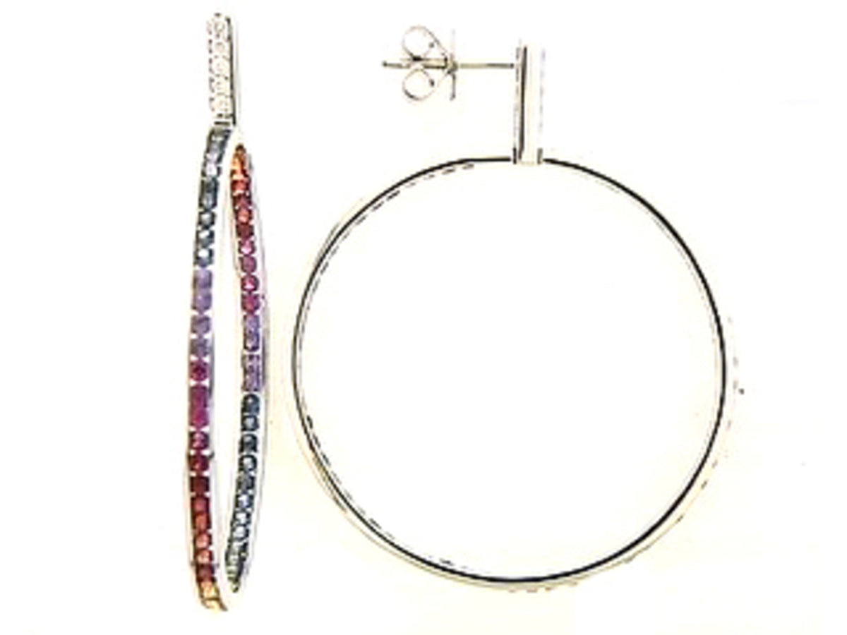 F/C SAPPHIRE & DIAMOND EARRING, 18KW (H/U)