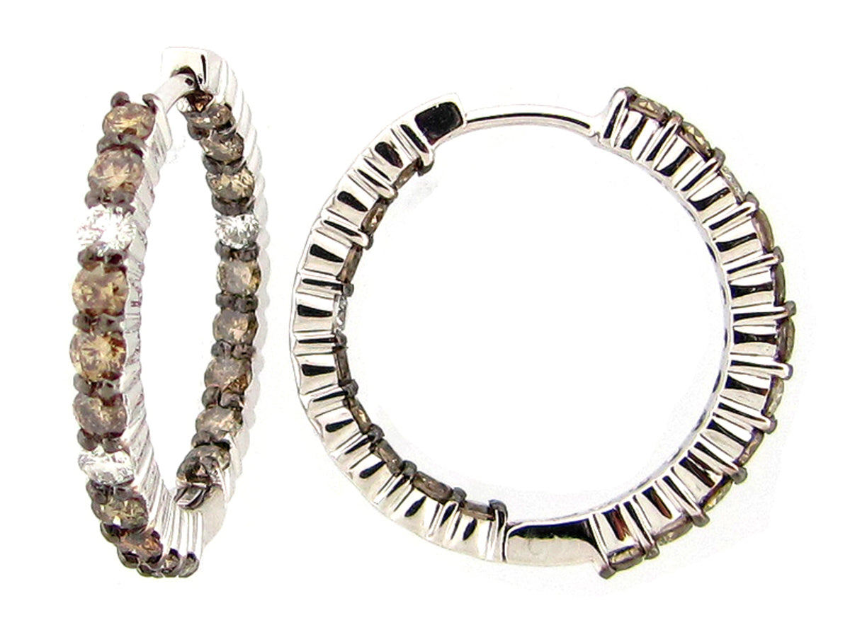 Brown White Diamond Earring, 14kw (N)