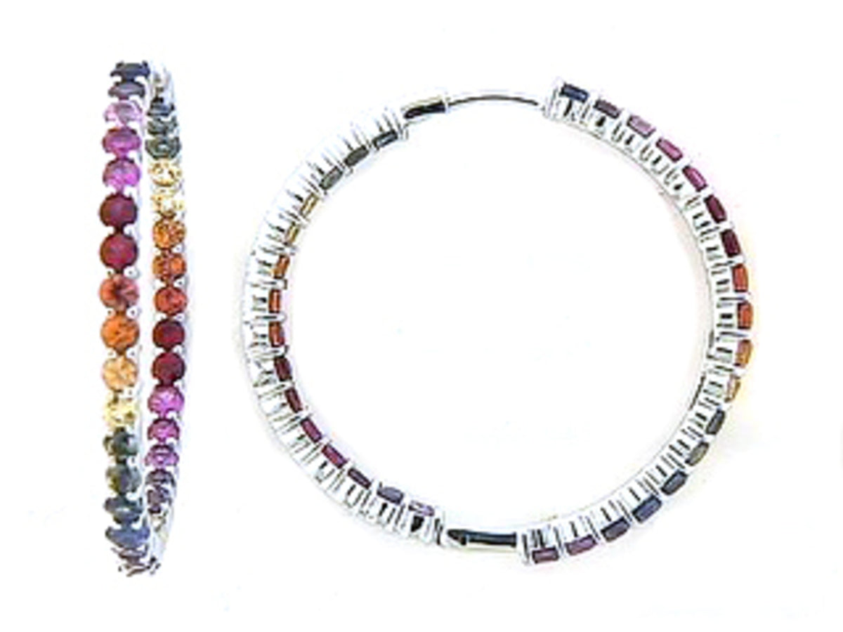 RAINBOW SAPPHIRE EARRING, 18KW (H/U)