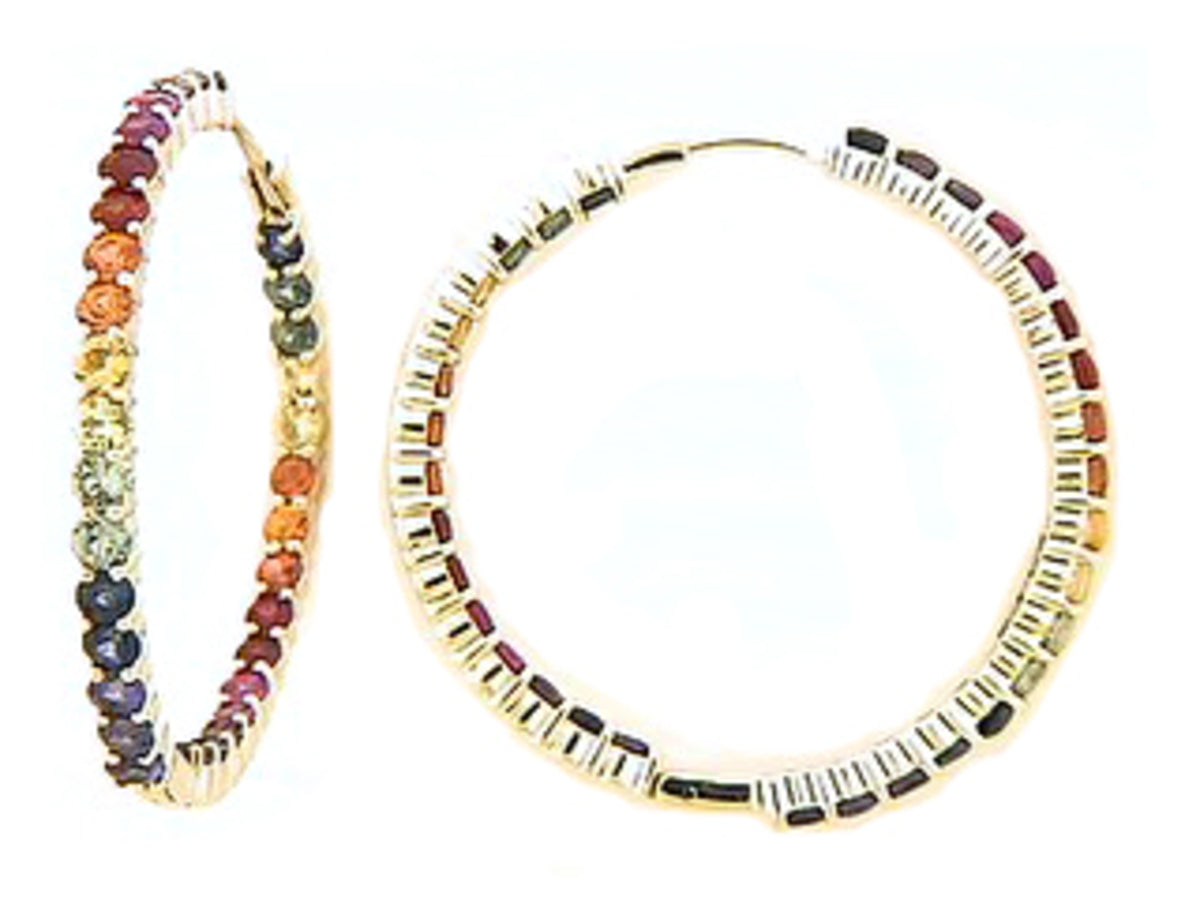 RAINBOW SAPPHIRE EARRING, 18KY (H/U)