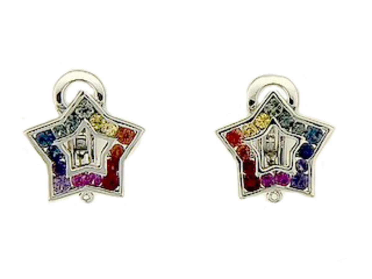 RAINBOW SAPPHIRE EARRING, 18KW (H/U)