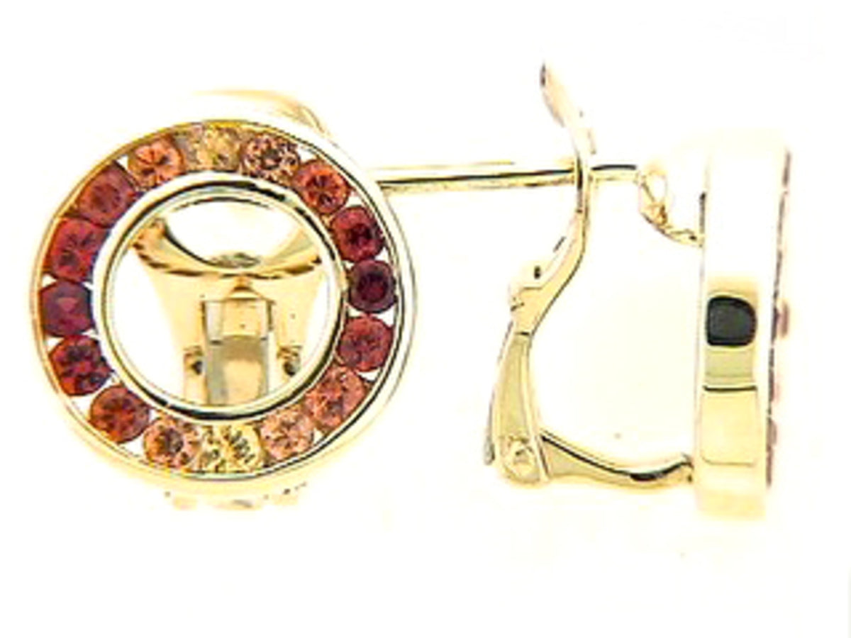 ORANGE SAPPHIRE CIRCLE EARRING, 14KY (H/U)