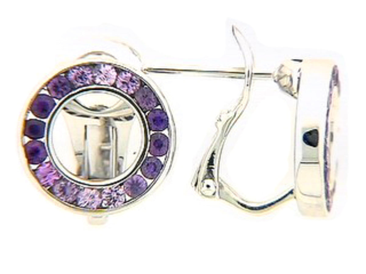 PURPLE SAPPHIRE CIRCLE EARRING, 14KW (H)