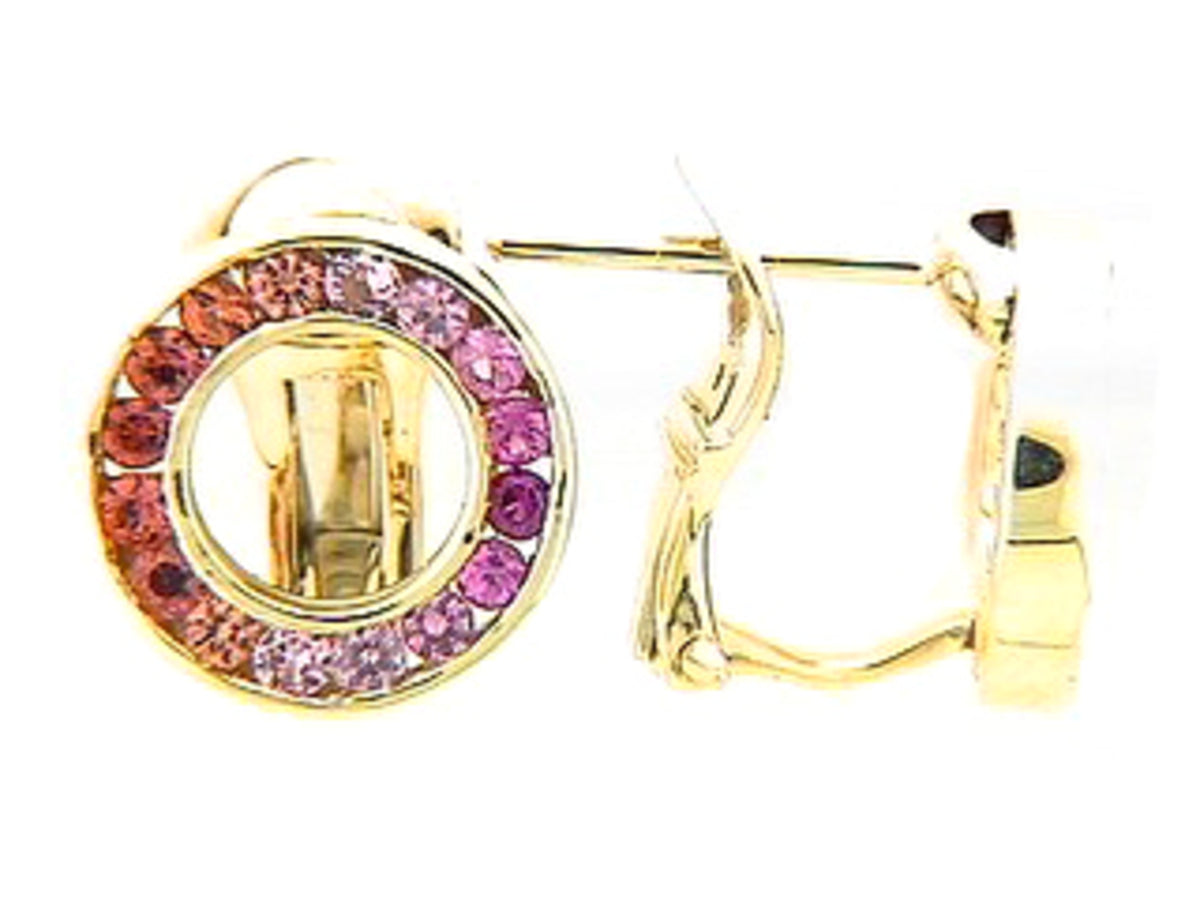 PINK & ORANGE SAPPHIRE EARRING, 14KY (H/U)