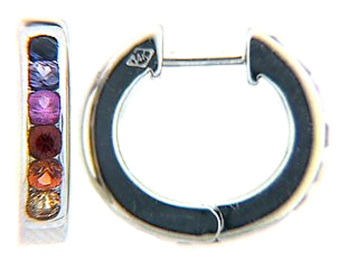 RAINBOW SAPPHIRE EARRING, 18KW (H/U)