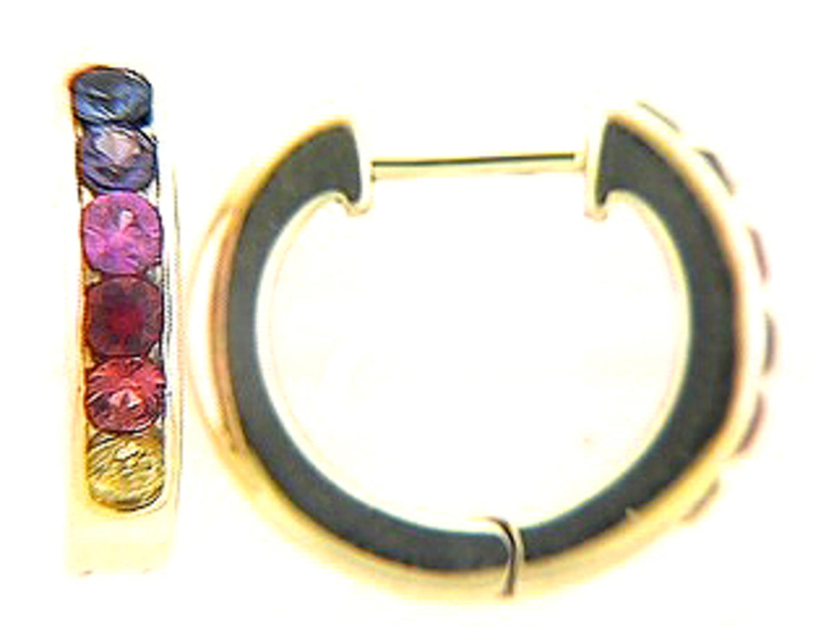 RAINBOW SAPPHIRE EARRING, 18KY (H/U)