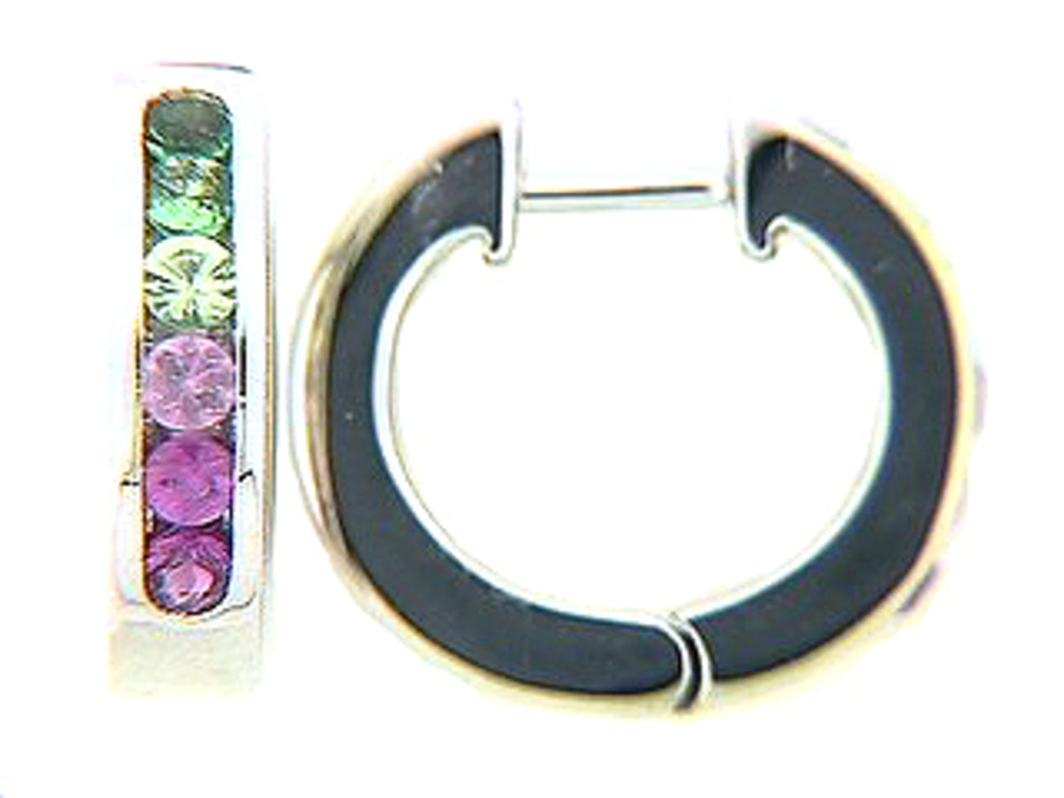 TSAVORITE & PINK SAPPHIRE EARRING, 14KW (H)