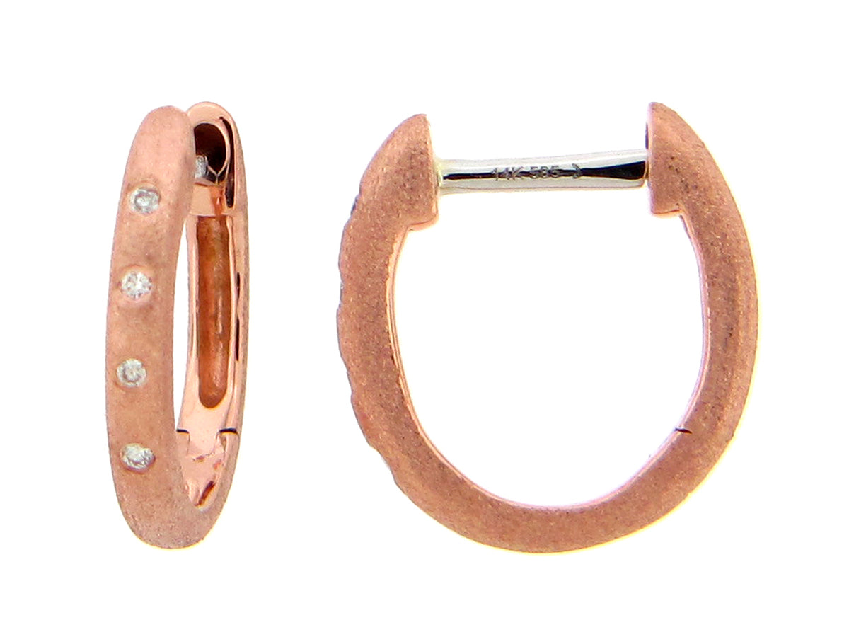 Diamond Flush Set Huggy Earring, Satin Finish, 14kr (N)