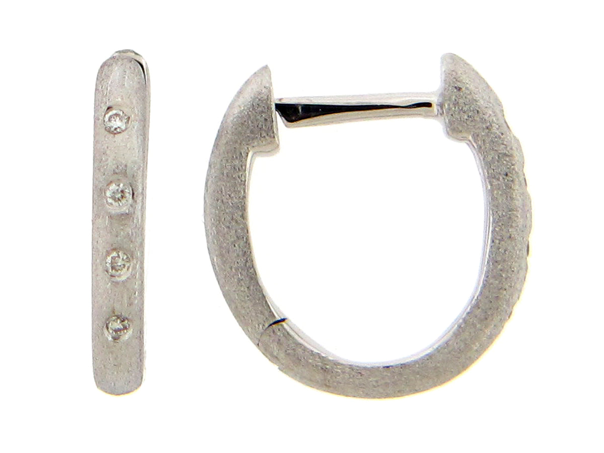 Diamond Flush Set Huggy Earring, Satin Finish, 14kw (N)