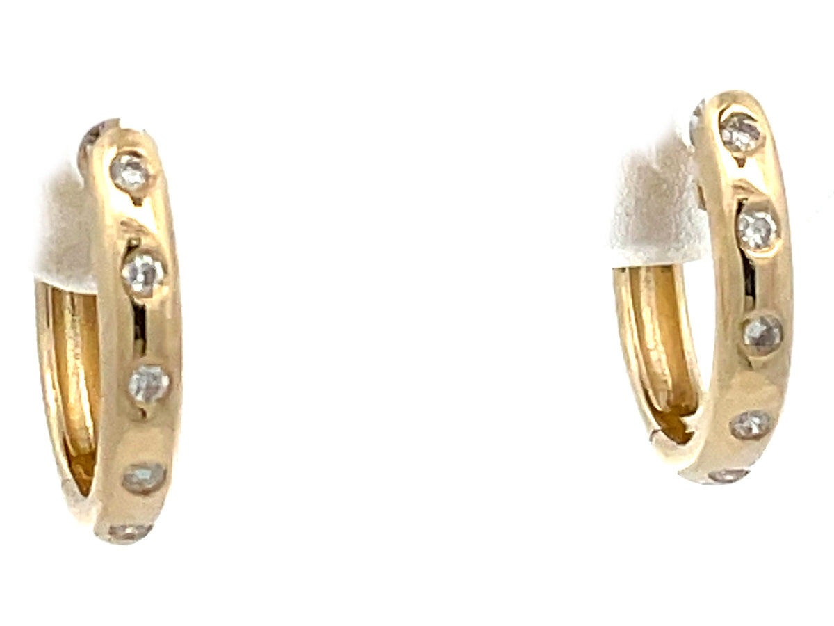 DIAMOND BURNISH SET ROUND HUGGY EARRING, 13MM, HIGH POLISH