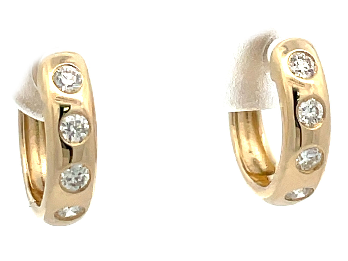 DIAMOND BURNISH SET ROUND HUGGY EARRING, 13MM, HIGH POLISH