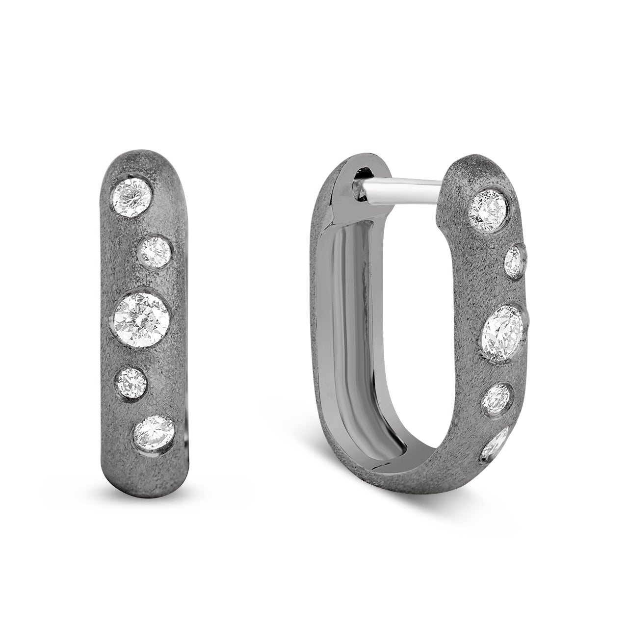 Diamond Scatter Flush Rectangle Huggie Earring