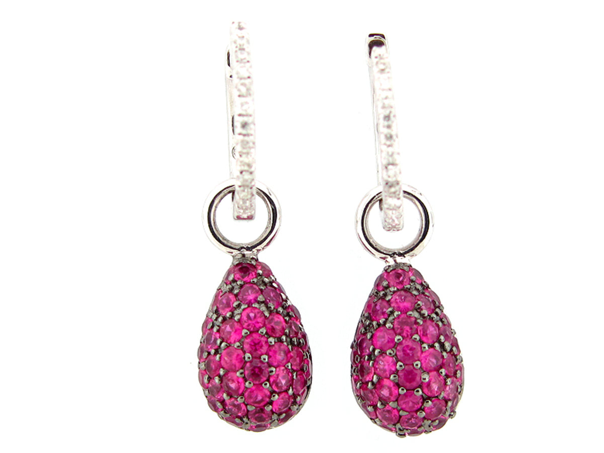 PINK SAPPHIRE & DIAMOND EARRING, 14KW (H)
