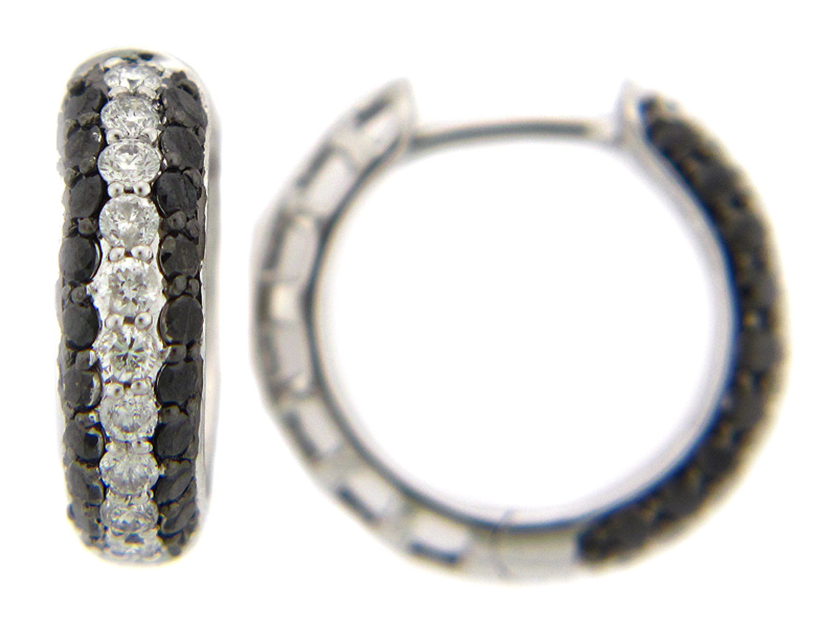 BLACK & WHITE DIAMOND EARRING, 14KW (R/H)