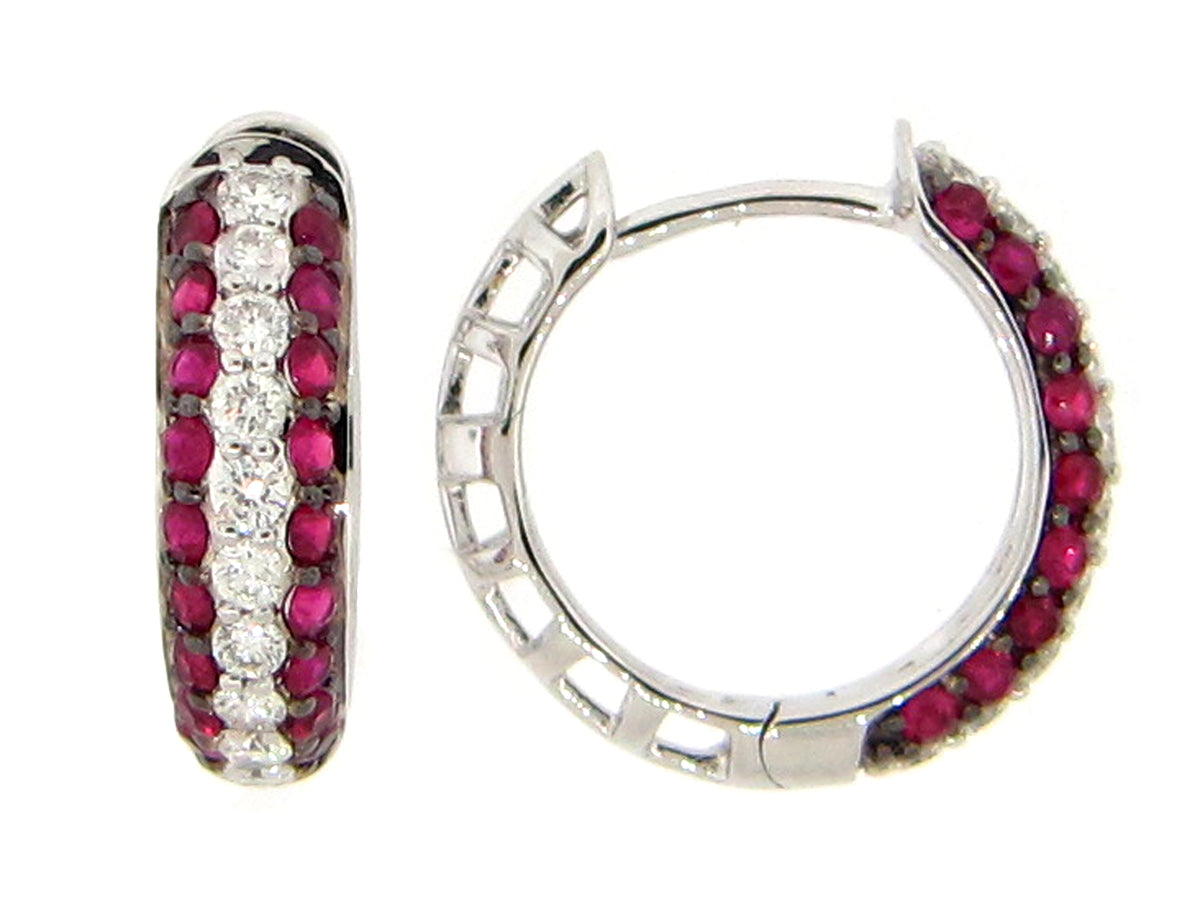 RUBY & DIAMOND EARRING, 14KW (H)