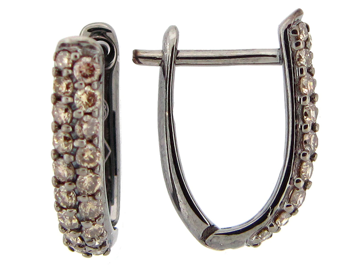 BROWN DIAMOND EARRING, 14K BLACK FINISH, (N)