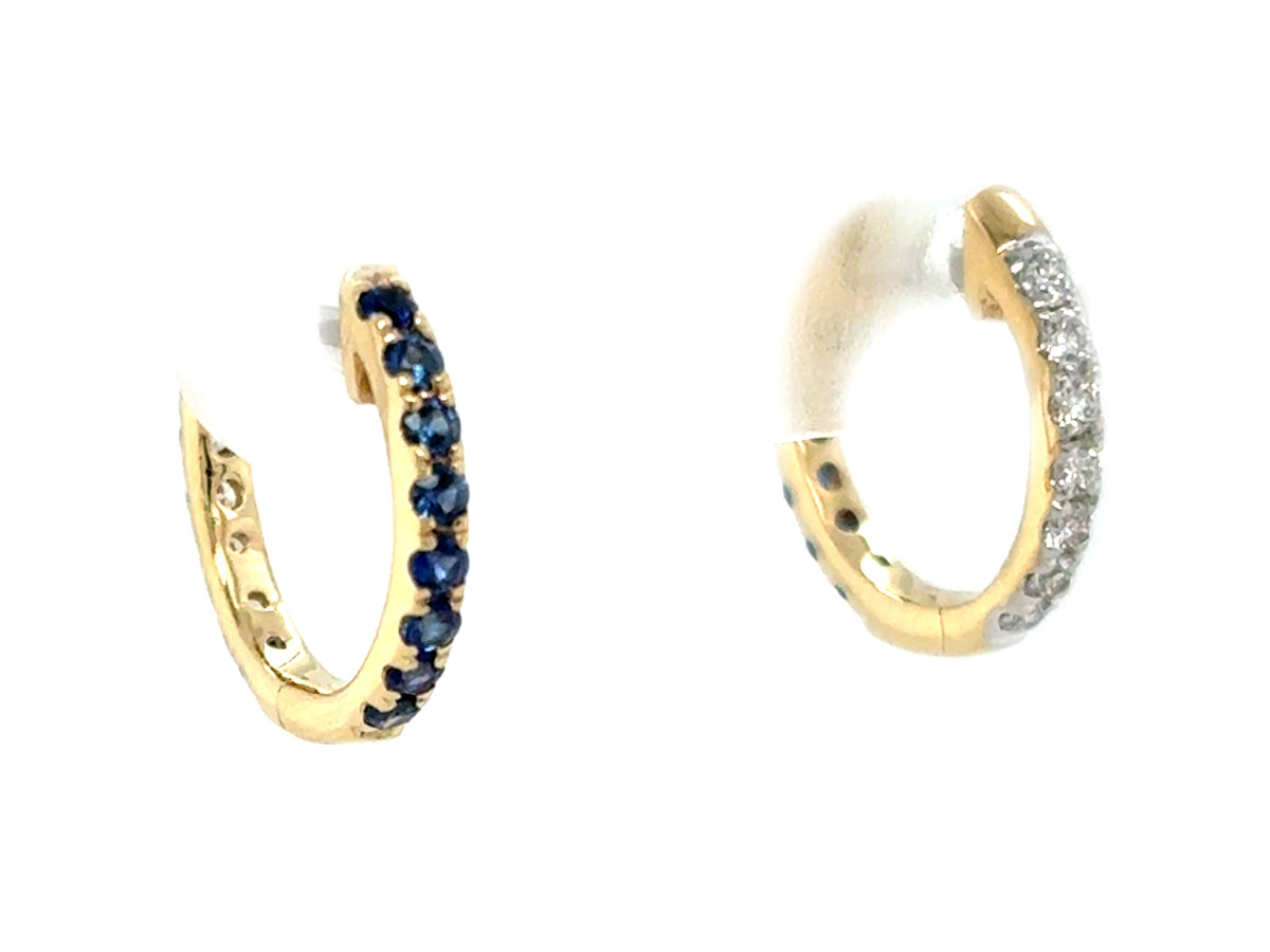 Sapphire Diamond Reversible Huggy Earring, 12mm