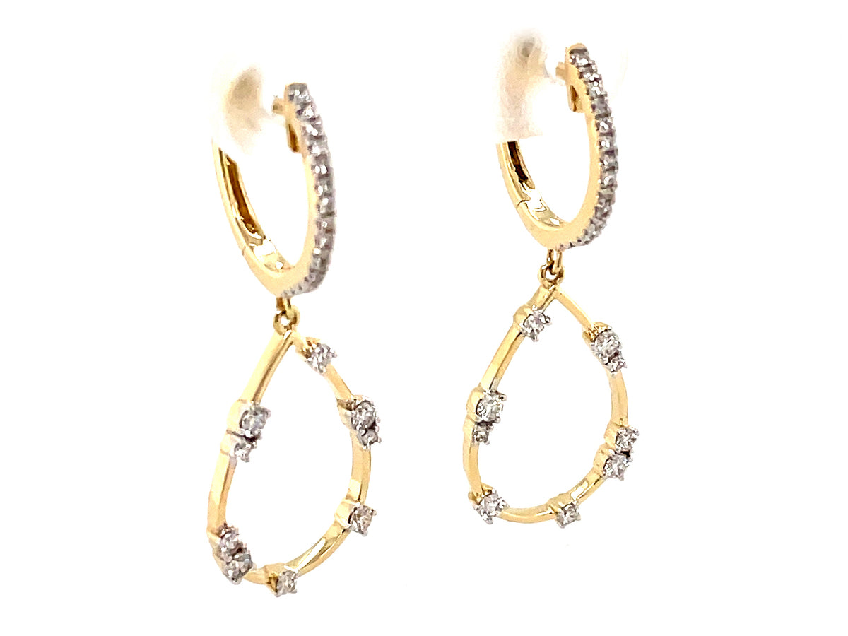 DIAMOND PEAR DANGLE EARRING, 14KY (N)