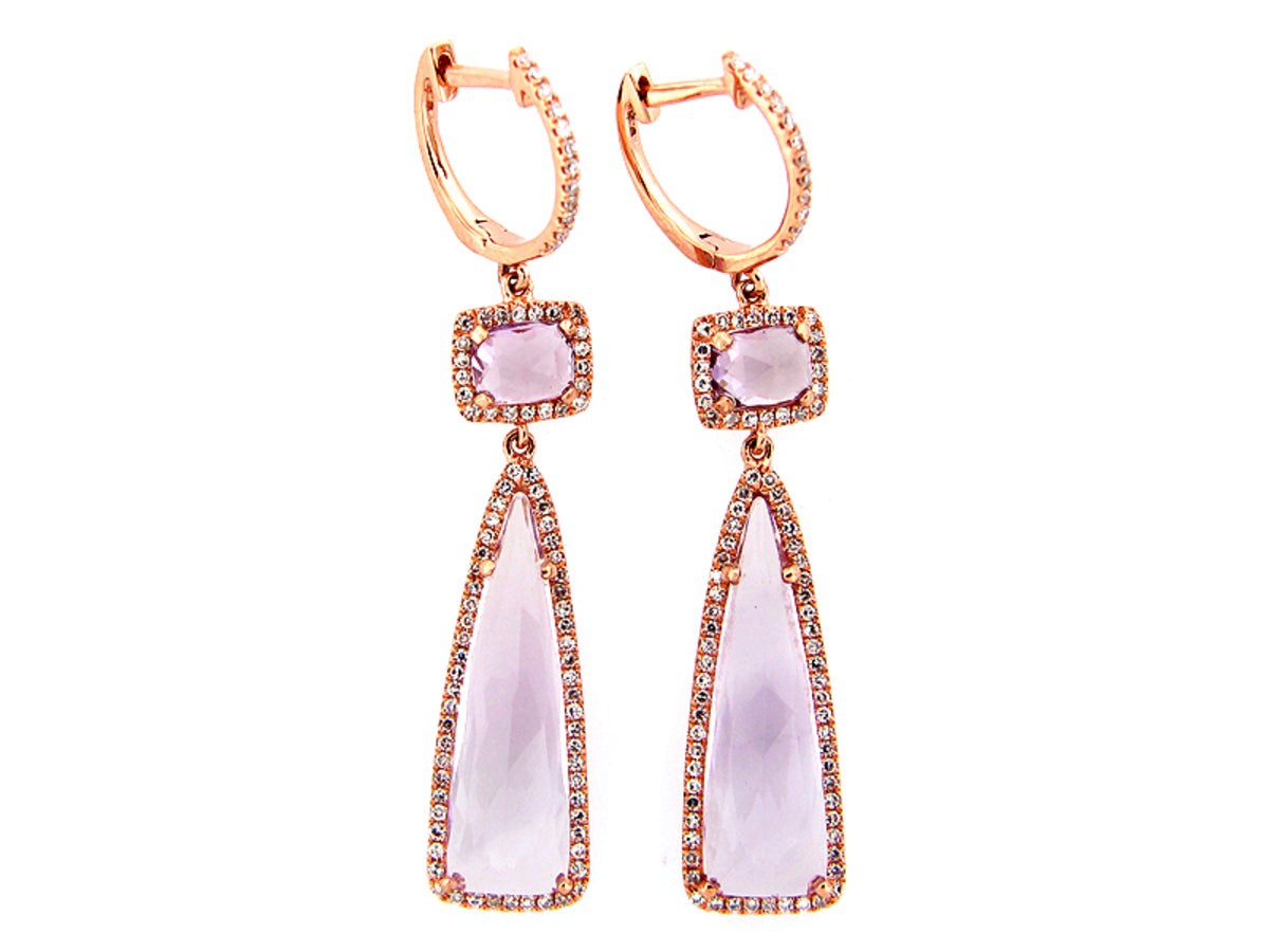 AMETHYST & DIAMOND EARRING, 14KR (H)