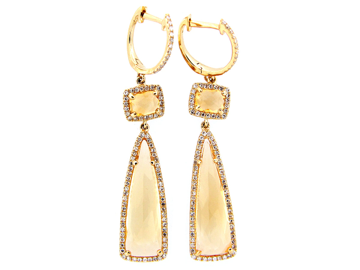 CITRINE & DIAMOND EARRING, 14KY (H)