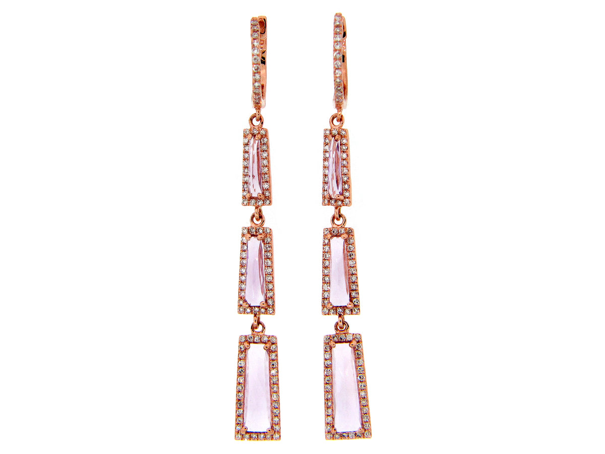 AMETHYST & DIAMOND EARRING, 14KR (H)