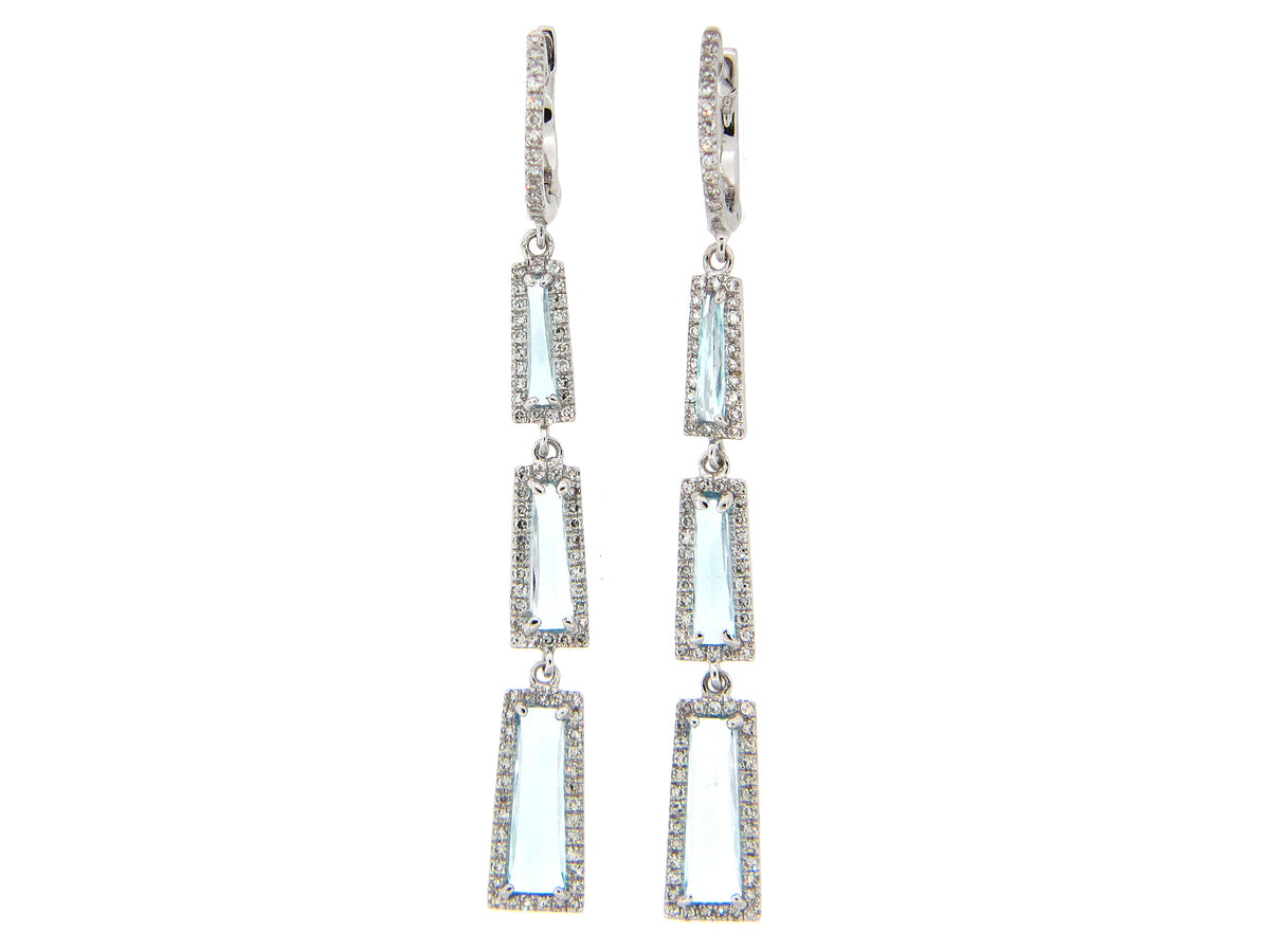 BLUE TOPAZ & DIAMOND EARRING, 14KW (H)