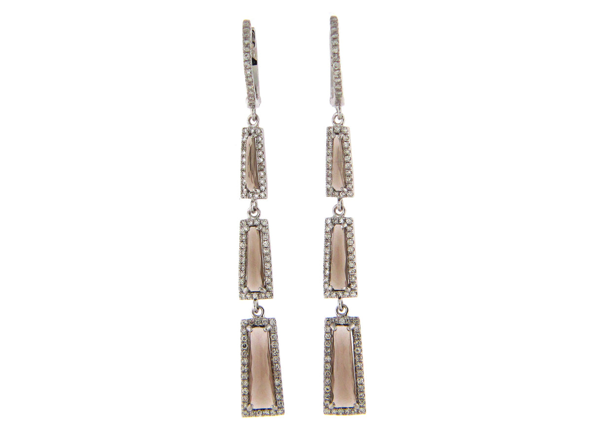 SMOKEY QUARTZ & DIAMOND EARRING