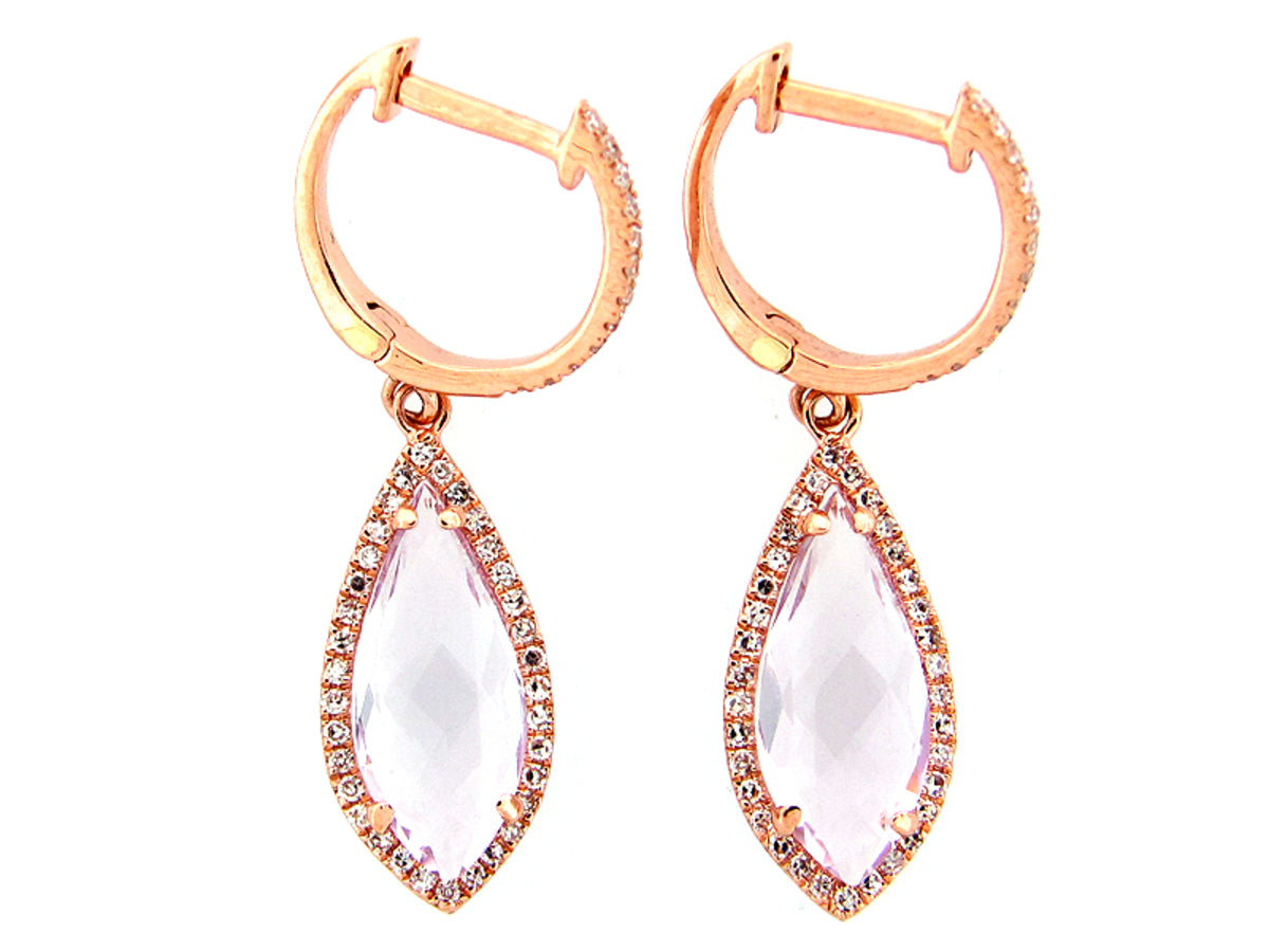 PINK AMETHYST & DIAMOND EARRING, 14KR (H)