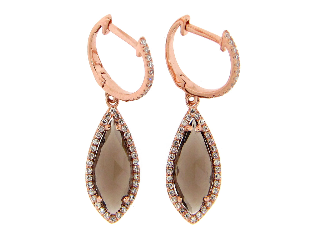 SMOKEY QUARTZ & DIAMOND EARRING