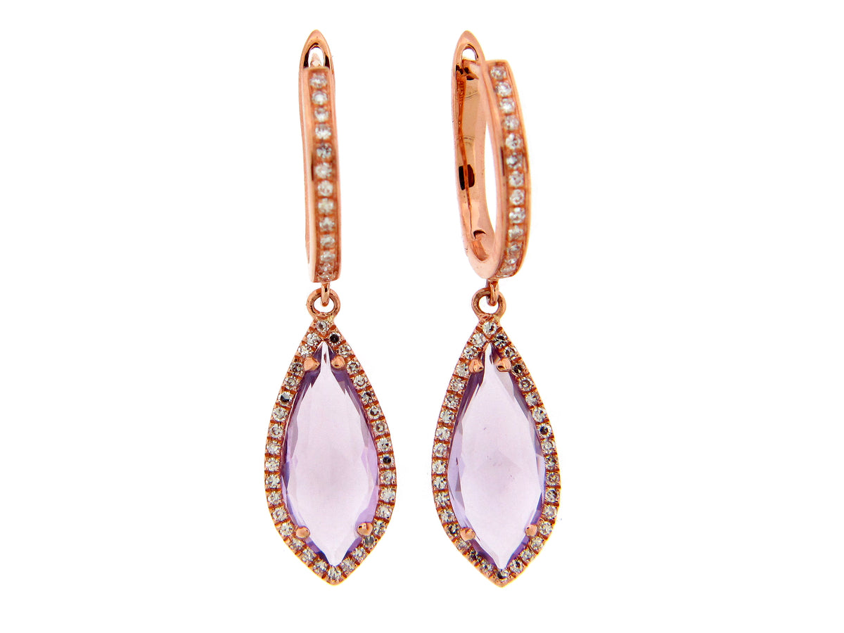 AMETHYST & DIAMOND EARRING, 14KR (H)