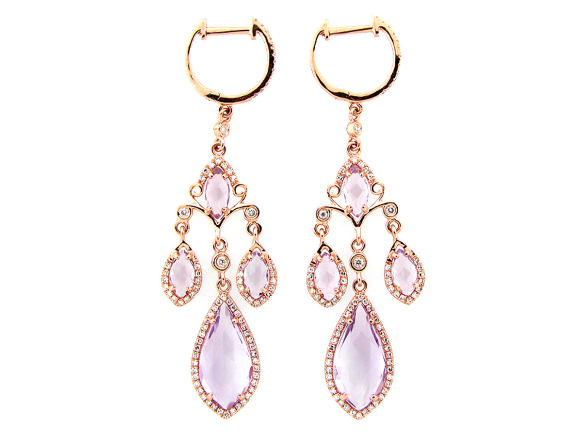 AMETHYST & DIAMOND EARRING, 14KR (H)